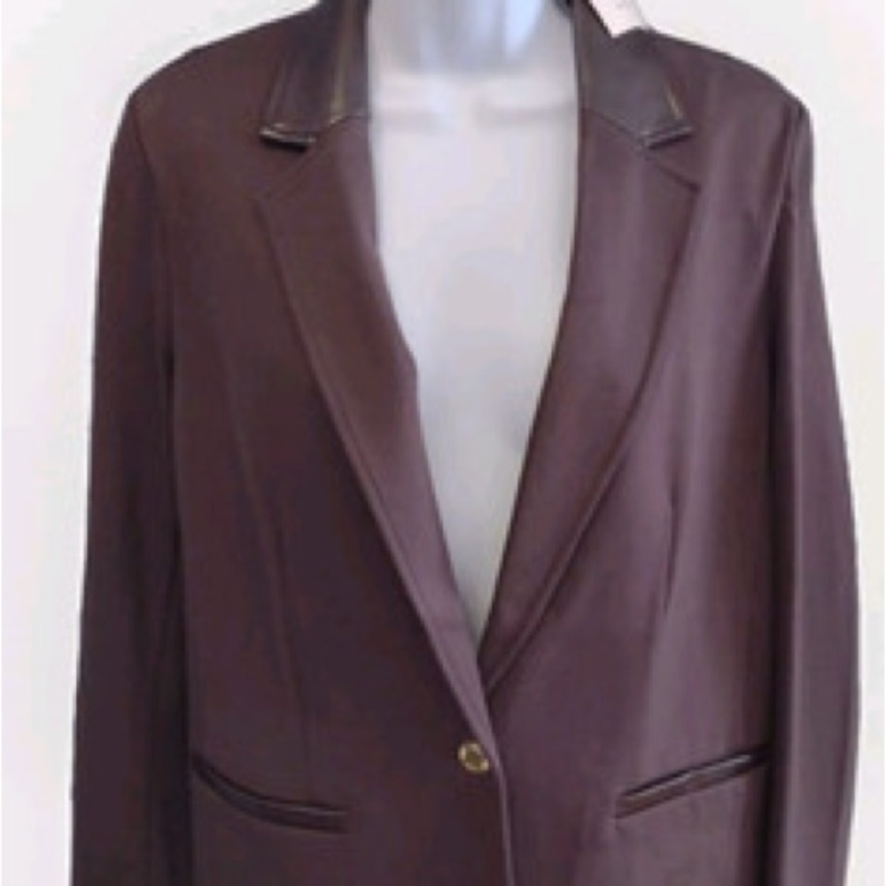 Anne Klein Brown Blazer with leather accents